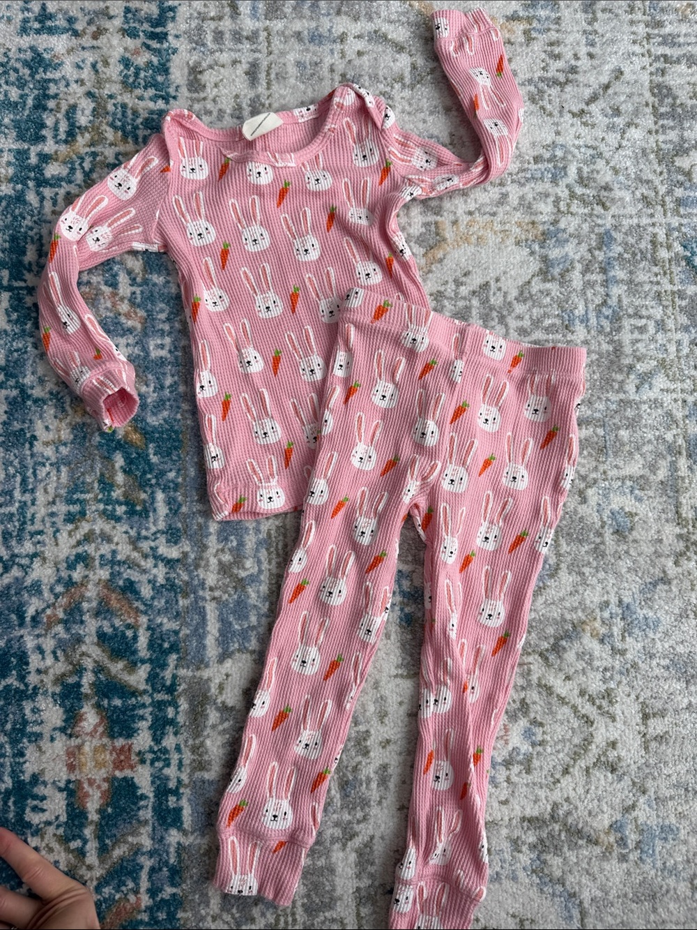 Spearmintlove Pink Bunny Print Pajama Set 3T